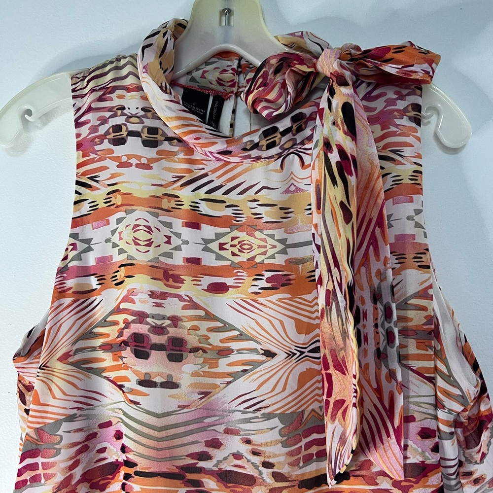 New Directions Colorful Abstract Blouse